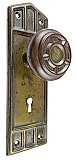 Antique Wrought Steel Gothic Door Knob Set in "Colebrook" by Lockwood Mfg. Co. - Circa 1914
