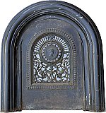 Antique Cast Iron Fireplace Frame Horseshoe and Summer Cover with Cameo - Circa 1880