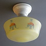 Porcelain Flush Mount Fixture with Painted Shade