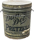 Antique Tin Merchandise Canister "Dan-Dee Pretzels"  - Circa 1940