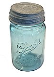 Antique Ball "Perfect" Blue Mason Jar with Zinc Lid - Circa 1910