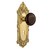 Complete Door Set - Featuring Victorian Plate with Brown Porcelain Knob