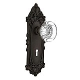 Complete Door Set - Featuring Victorian Plate with Round Clear Crystal Knob