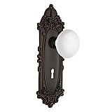 Complete Door Set - Featuring Victorian Plate with White Porcelain Knob