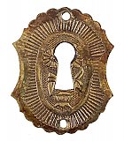 Antique Wrought Bronze Keyhole Escutcheon - Circa 1880