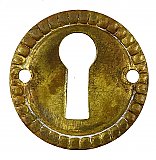 Antique Wrought Brass Keyhole Escutcheon or Cover - Circa 1920