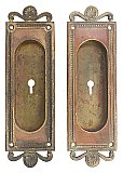 Pair of Antique Cast Bronze Pocket or Sliding Door Flush Pulls Set in "Amherst" Design by Yale & Towne - Circa 1910