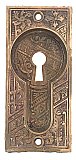 Antique Cast Bronze Pocket Door Flush Escutcheon Cup Pull in "Ceylon" Design by P. & F. Corbin - Circa 1905