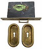 Antique Wrought Bronze Pocket or Sliding Door Lock Set by Sargent & Co. - Circa 1910