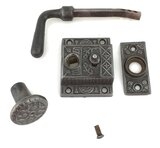 Antique Cast Iron "Windsor" Pattern Screen Door Latch Set by Reading Hardware - Circa 1880 - As Is