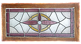 Antique 15-3/4" x 31-3/4" Stained Glass Window - Purple, Yellow - Circa 1910