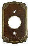 Antique Brass Finish Ornate Large Hole Wall Plate or Switchplate by Bryant Electric Co. - Circa 1926