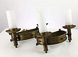 Antique Brass Large Commercial Art Deco Wall Sconce Pair