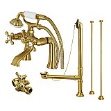 Kingston Brass CCK268SB Vintage Deck Mount Clawfoot Tub Faucet Package, Brushed Brass