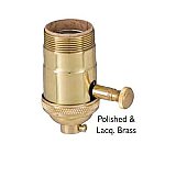 Heavy Turned Solid Brass Lamp Socket with Turn Knob & Dimmer - UNO Thread-Polished & Lacquered Brass