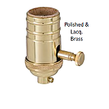 Heavy Turned Solid Brass Lamp Socket with Dimmer & Removable Turn Knob - No UNO Thread-Polished & Lacquered Brass