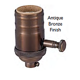 Heavy Turned Solid Brass Lamp Socket with Dimmer & Removable Turn Knob - No UNO Thread-Antique Bronze