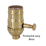 Brass Shell Dimmer Socket with Turn Knob & Full Range Dimmer - No UNO Thread-Polished & Lacquered Brass