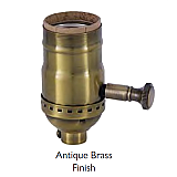 Brass Shell Dimmer Socket with Turn Knob & Full Range Dimmer - No UNO Thread-Antique Brass