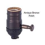 Brass Shell Dimmer Socket with Turn Knob & Full Range Dimmer - No UNO Thread-Antique Bronze
