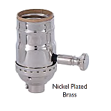 Brass Shell Dimmer Socket with Turn Knob & Full Range Dimmer - No UNO Thread-Nickel Plated Brass