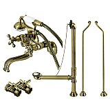 Kingston Brass CCK225ABD Vintage Wall Mount Clawfoot Tub Faucet Package with Supply Line, Antique Brass
