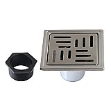 Kingston Brass BSF4410SS Watercourse 4" Square Shower Drain, Polished Stainless Steel