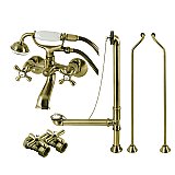 Kingston Brass CCK265ABD Vintage Wall Mount Clawfoot Faucet Package, Antique Brass