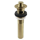 Kingston Brass KB3007 Lift and Turn Sink Drain with Overflow, 17 Gauge, Brushed Brass