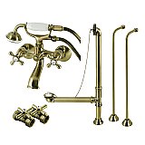 Kingston Brass CCK265AB Vintage Wall Mount Clawfoot Faucet Package, Antique Brass