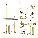 Kingston Brass CCK1147PX Vintage Clawfoot Tub Faucet Package with Shower Enclosure, Brushed Brass