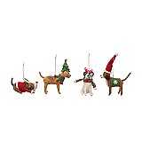 Wool Felt Dog in Holiday Outfit Ornament, 4 Styles Available