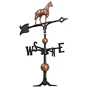 30" Large Horse Weathervane - Copper and Black - Includes Roof Mounting Bracket