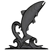 30" Traditional Trout Weathervane - Black - Rooftop or Garden Mount