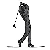 30" Traditional Golfer Weathervane - Black - Rooftop or Garden Mount