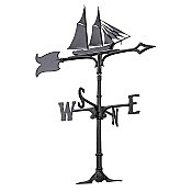 30" Traditional Sailboat or Schooner Weathervane - Black - Rooftop or Garden Mount