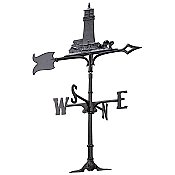 30" Traditional Lighthouse Weathervane - Black - Rooftop or Garden Mount