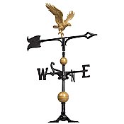 30" Full Bodied Eagle Weathervane - Gold and Black - Includes Roof Mounting Bracket