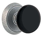 Madison Black Knob with Style #2 Rosette, Complete Doorknob Set