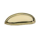 Traditional Cup or Bin Pull, 4" on center, Unlacquered Brass