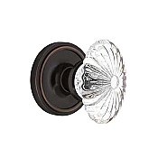 Complete Door Hardware Set - with Classic Rosette with Oval Fluted Crystal Knob