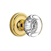 Complete Door Hardware Set - with Classic Rosette with Round Clear Crystal Knob