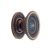 Antique Brass Sheraton Style Cabinet Knob with Backplate - 1-1/4"