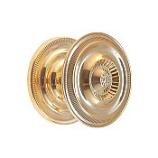 Polished Brass Sheraton Style Cabinet Knob with Backplate - 2"