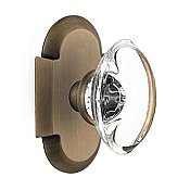 Complete Door Hardware Set - with Cottage Plate with Oval Clear Crystal Knob