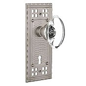 Complete Door Hardware Set - with Craftsman Plate with Oval Crystal Clear Knob