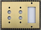Egg And Dart Antique Brass Forged Double Pushbutton / Single GFCI Switchplate / Cover Plate
