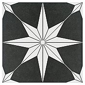 Stella Night Black and White 9-3/4" x 9-3/4" Ceramic Tile - Sold Per Case of 16 - 11.11 Square Feet Per Case