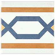 Revival Frame 7-3/4" x 7-3/4" Ceramic Tile - White, Orange, Blue - Per Case of 25 Tile - 10.50 Square Feet