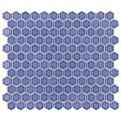 Tribeca 1" Hex Glossy Periwinkle Blue Porcelain Mosaic Tile - Sold Per Case of 10 Sheets - 8.65 Square Feet Per Case